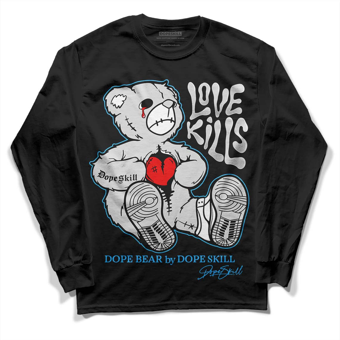 Dunk Low ‘Pure Platinum’ DopeSkill Long Sleeve T-Shirt Love Kills Graphic Streetwear - Black