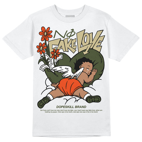 Olive Sneakers DopeSkill T-Shirt No Fake Love Graphic Streetwear - White