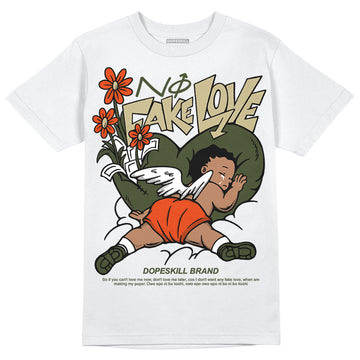 Olive Sneakers DopeSkill T-Shirt No Fake Love Graphic Streetwear - White