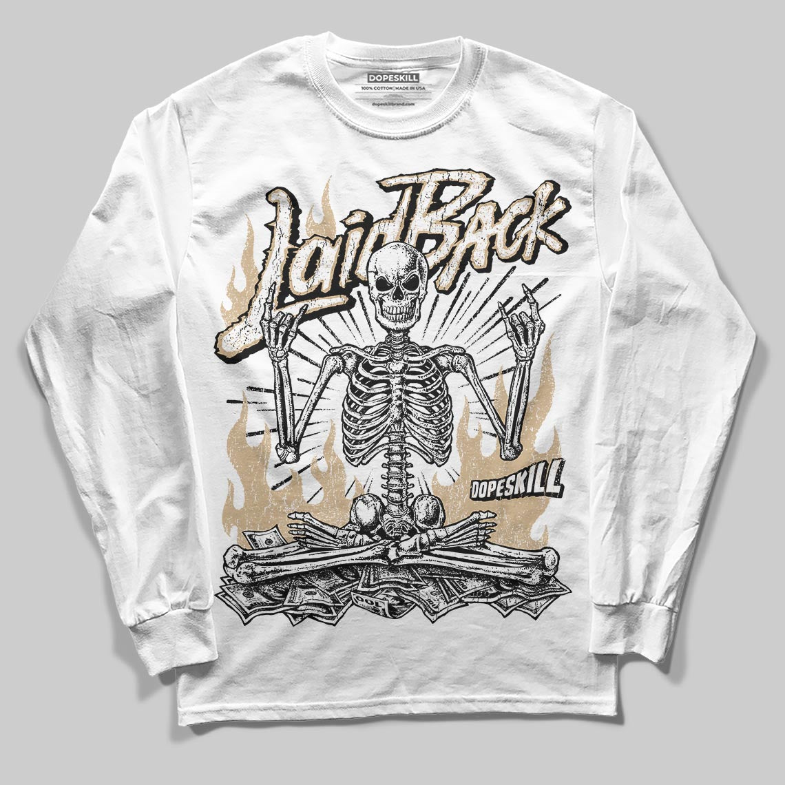 TAN Sneakers DopeSkill Long Sleeve T-Shirt Laid Back Graphic Streetwear - White