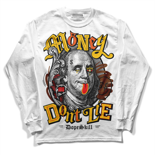 Yellow Sneakers DopeSkill Long Sleeve T-Shirt Money Don't Lie Graphic Streetwear - White