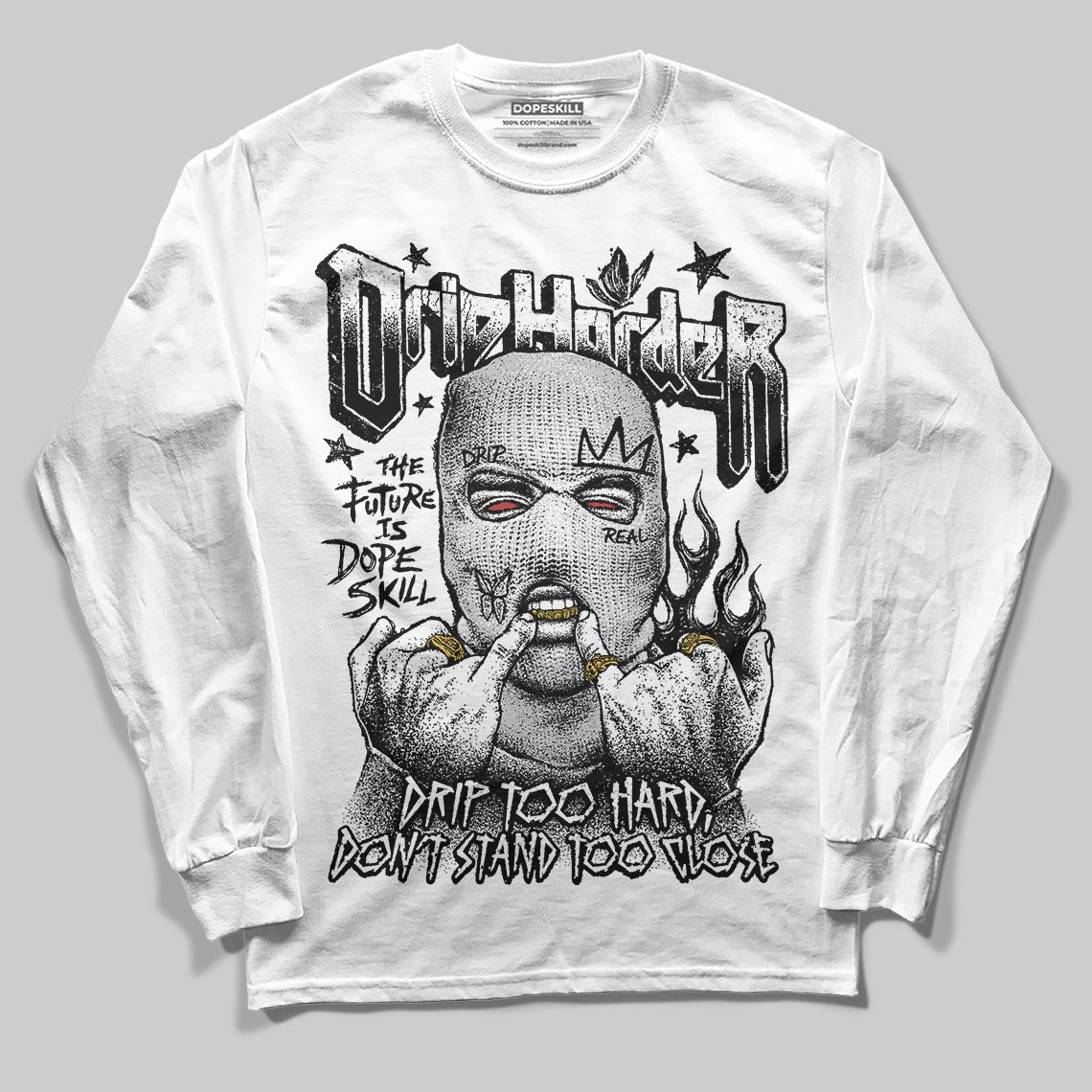 Grey Sneakers DopeSkill Long Sleeve T-Shirt Drip Harder Graphic Streetwear - White