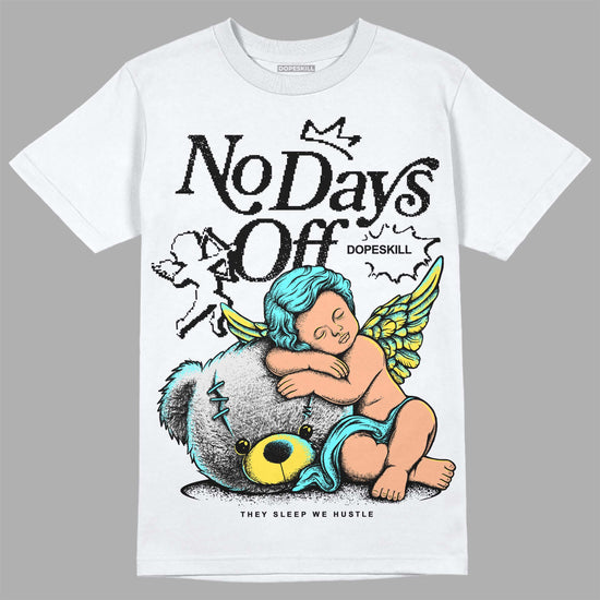 Jordan 5 Aqua DopeSkill T-Shirt New No Days Off Graphic Streetwear - White 