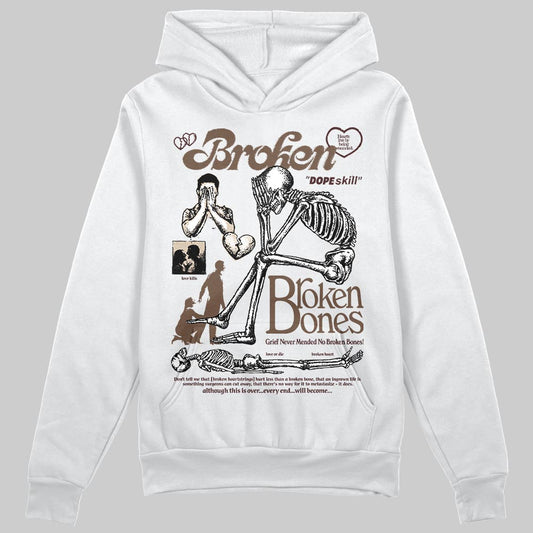 A Ma Maniére x Air Jordan 4 “Dark Mocha” DopeSkill Hoodie Sweatshirt Broken Bones Graphic Streetwear - White