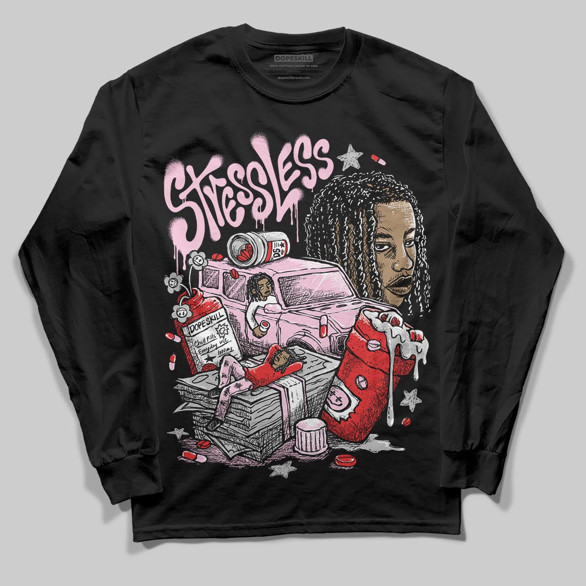 Awake NY x Air Jordan 5 Arctic Pink DopeSkill Long Sleeve T-Shirt Stressless Graphic Streetwear - Black