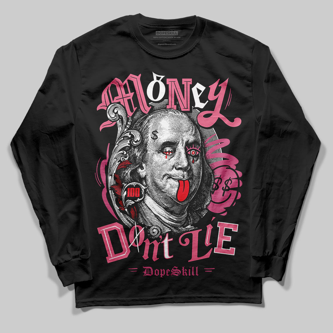 Diesel Pink S - Serendipity Pro-X1 Trainers DopeSkill Long Sleeve T-Shirt Money Don't Lie Graphic Streetwear - Black