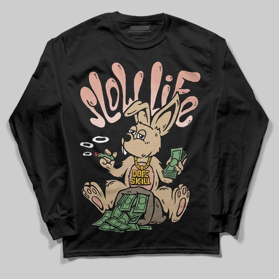 TAN Sneakers DopeSkill Long Sleeve T-Shirt Slow Life Graphic Streetwear  - Black