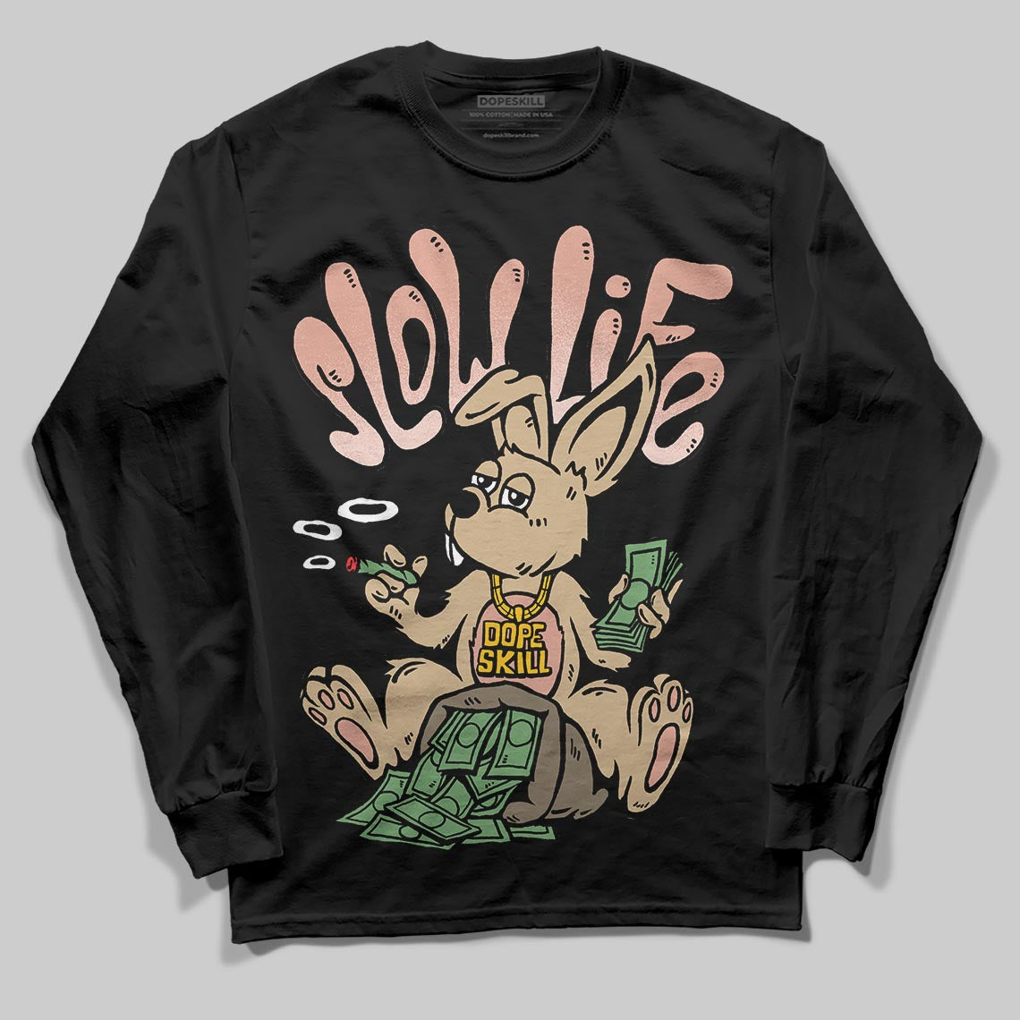 TAN Sneakers DopeSkill Long Sleeve T-Shirt Slow Life Graphic Streetwear  - Black