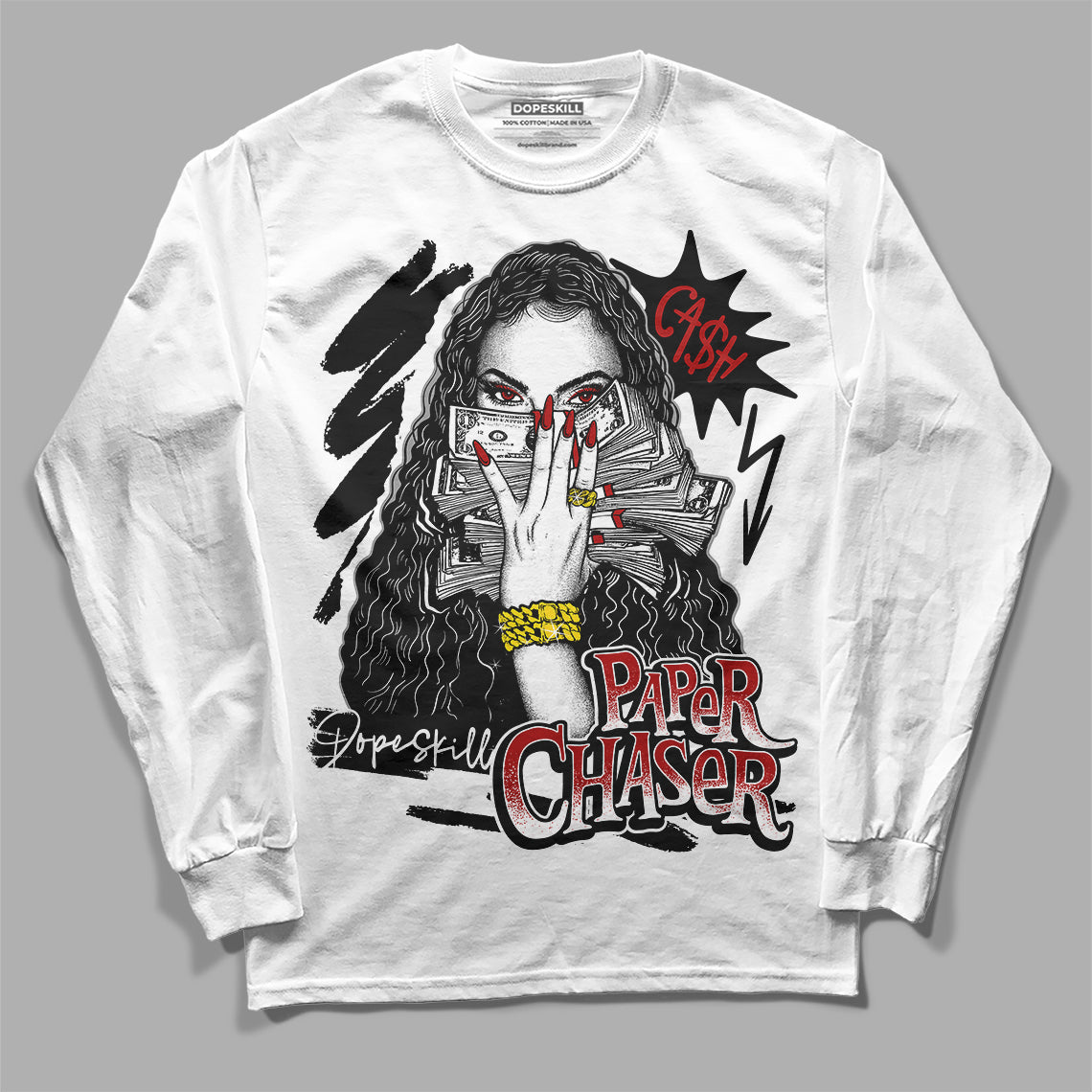 Jordan 14 "Black/White" DopeSkill Long Sleeve T-Shirt NPC Graphic Streetwear - White