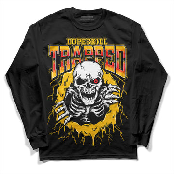 Yellow Sneakers DopeSkill Long Sleeve T-Shirt Trapped Halloween Graphic Streetwear - Black