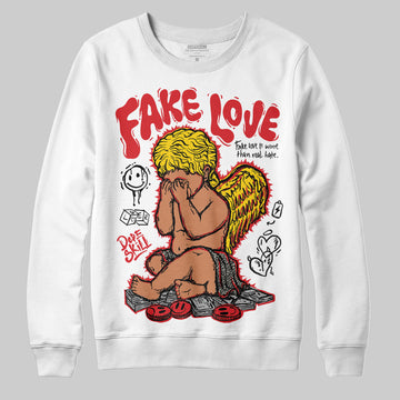 Jordan 3 Fire Red DopeSkill Sweatshirt New Fake Love Graphic Streetwear - White