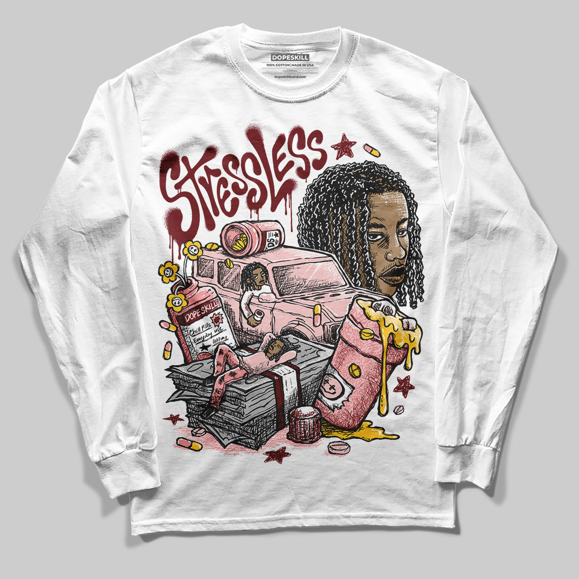 Jordan 3 Retro Valentine's Day Treat Yourself (2025) DopeSkill Long Sleeve T-Shirt Stressless Graphic Streetwear - White
