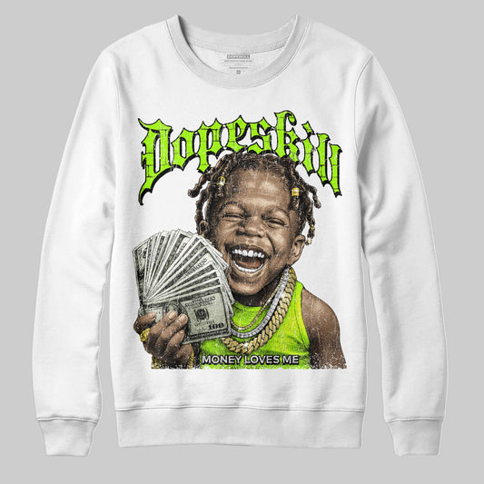 Neon Green Sneakers DopeSkill Sweatshirt Money Loves Me Graphic Streetwear - White