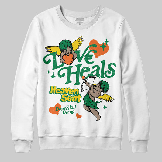 Green Sneakers DopeSkill Sweatshirt New Love Heals Graphic Streetwear - White