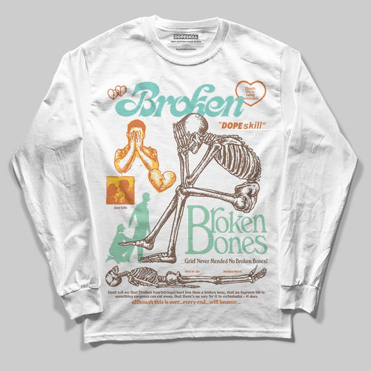 SB Dunk Low Rodeo Tourmaline DopeSkill Long Sleeve T-Shirt Broken Bones Graphic Streetwear - WHite