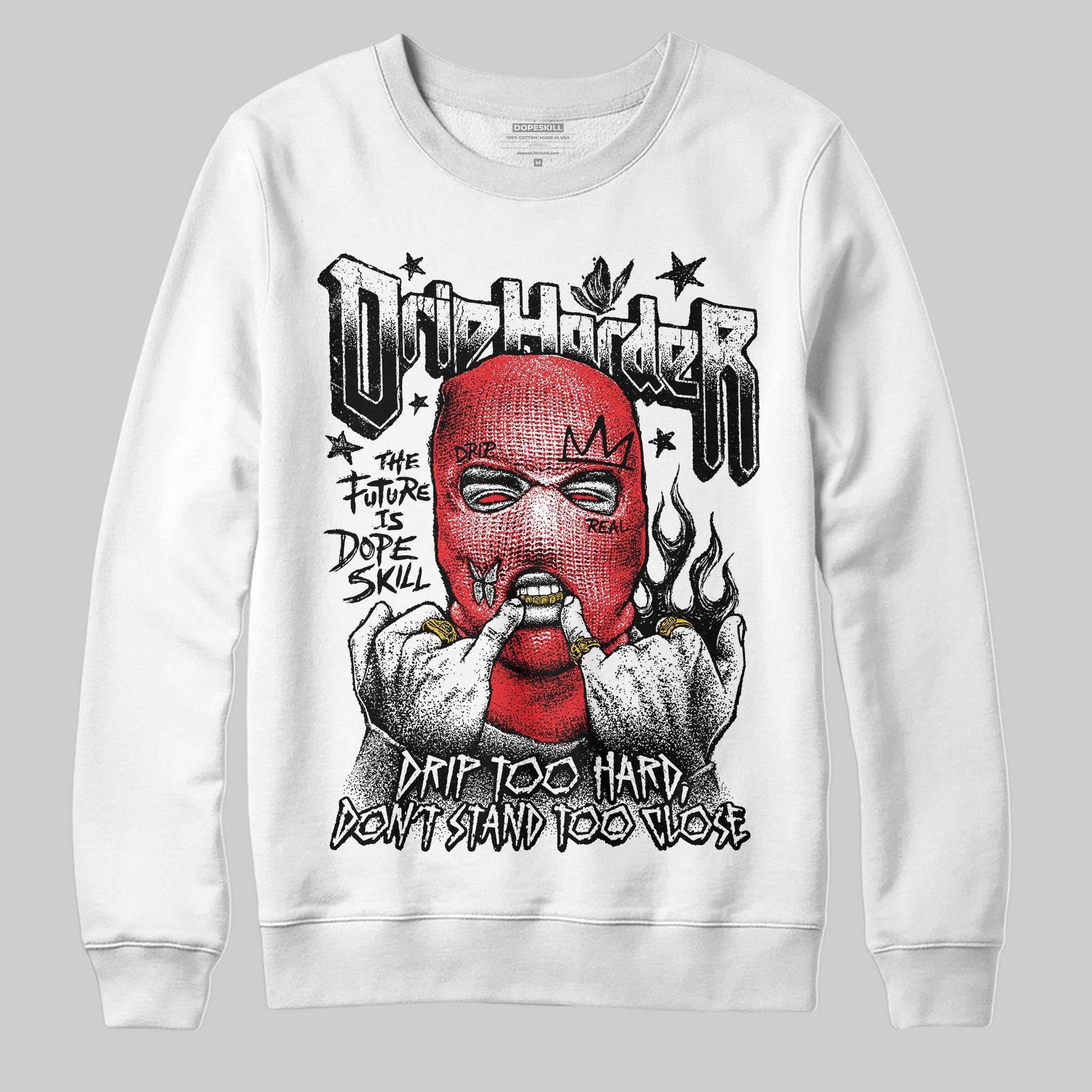 Black and White Sneakers DopeSkill Sweatshirt Drip Harder Graphic Streetwear - White 