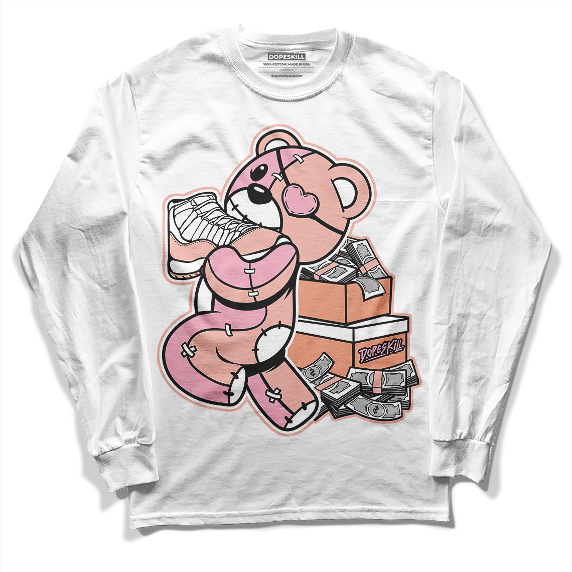 Jordan 11 Low “Legend Pink” DopeSkill Long Sleeve T-Shirt Bear Steals Sneaker Graphic Streetwear - White 