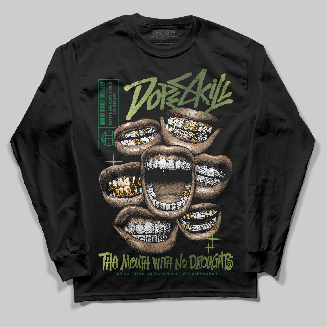 Foamposite Pro 'Pine Green' DopeSkill Long Sleeve T-Shirt The Mouth With No Droughts Graphic Streetwear - Black