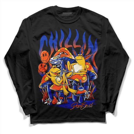 Dunk Low Futura Orange Blaze DopeSkill Long Sleeve T-Shirt Chillin Graphic Streetwear - Black