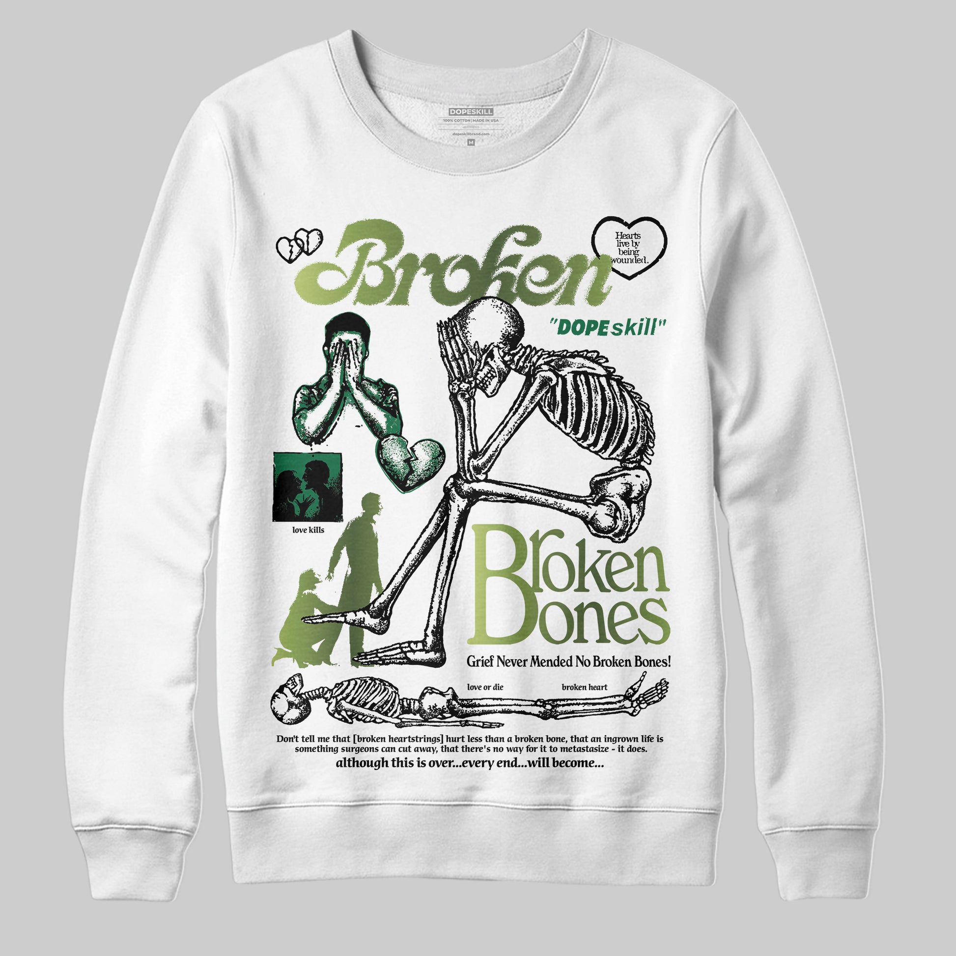 Foamposite Pro 'Pine Green' DopeSkill Sweatshirt Broken Bones Graphic Streetwear - White