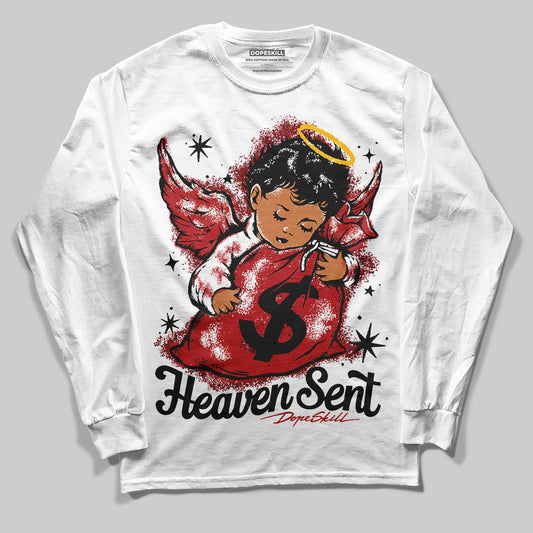 Jordan 12 Retro Flu Game (2025) DopeSkill Long Sleeve T-Shirt Heaven Sent Graphic Streetwear - White