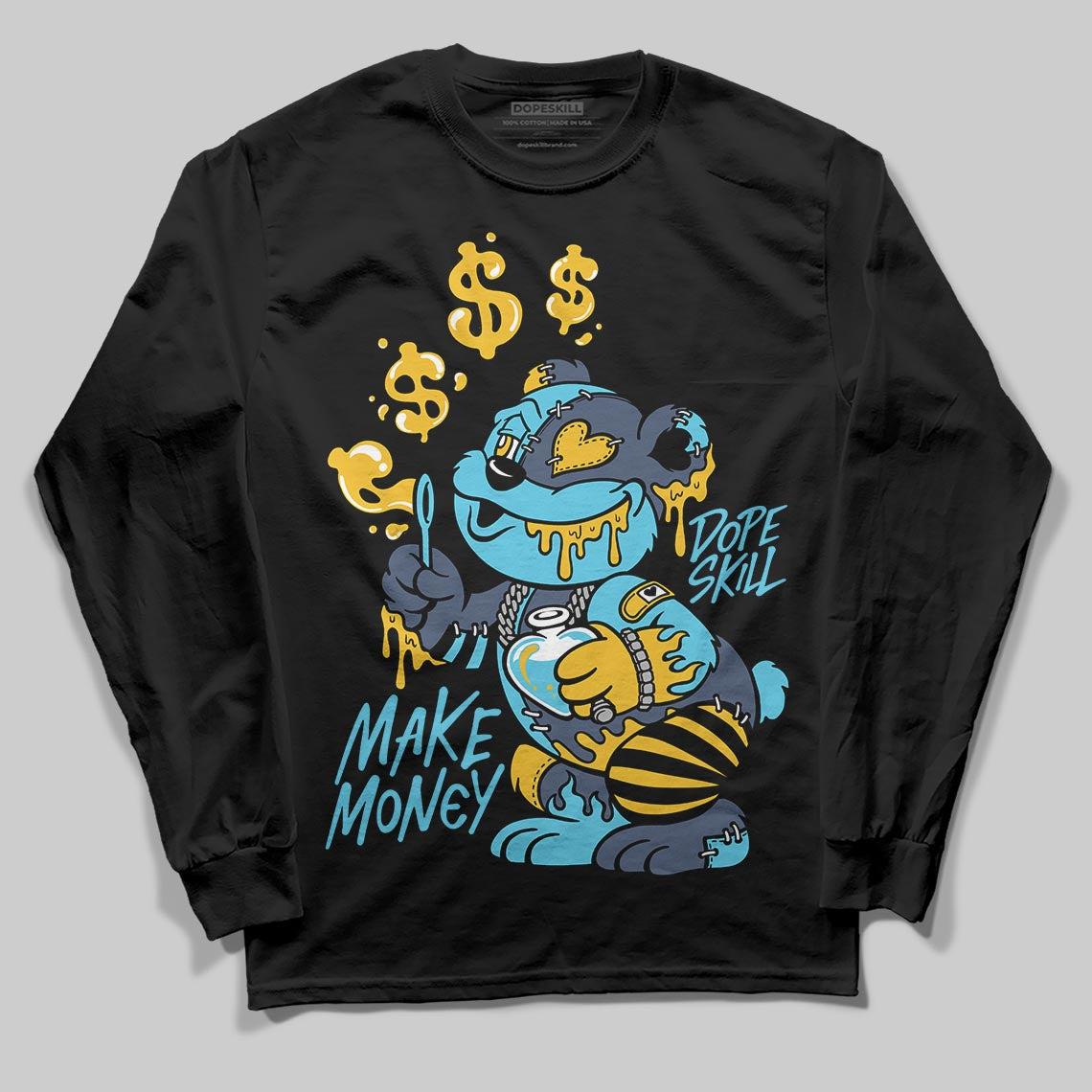 Jordan 11 Retro Gamma Blue (2025) DopeSkill Long Sleeve T-Shirt Make Money Graphic Streetwear - Black