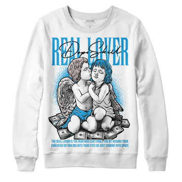 Jordan 4 Retro Military Blue DopeSkill Sweatshirt Real Lover Graphic Streetwear - White