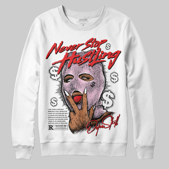 Awake NY x Air Jordan 5 Arctic Pink DopeSkill Sweatshirt Never Stop Hustling Graphic Streetwear - White