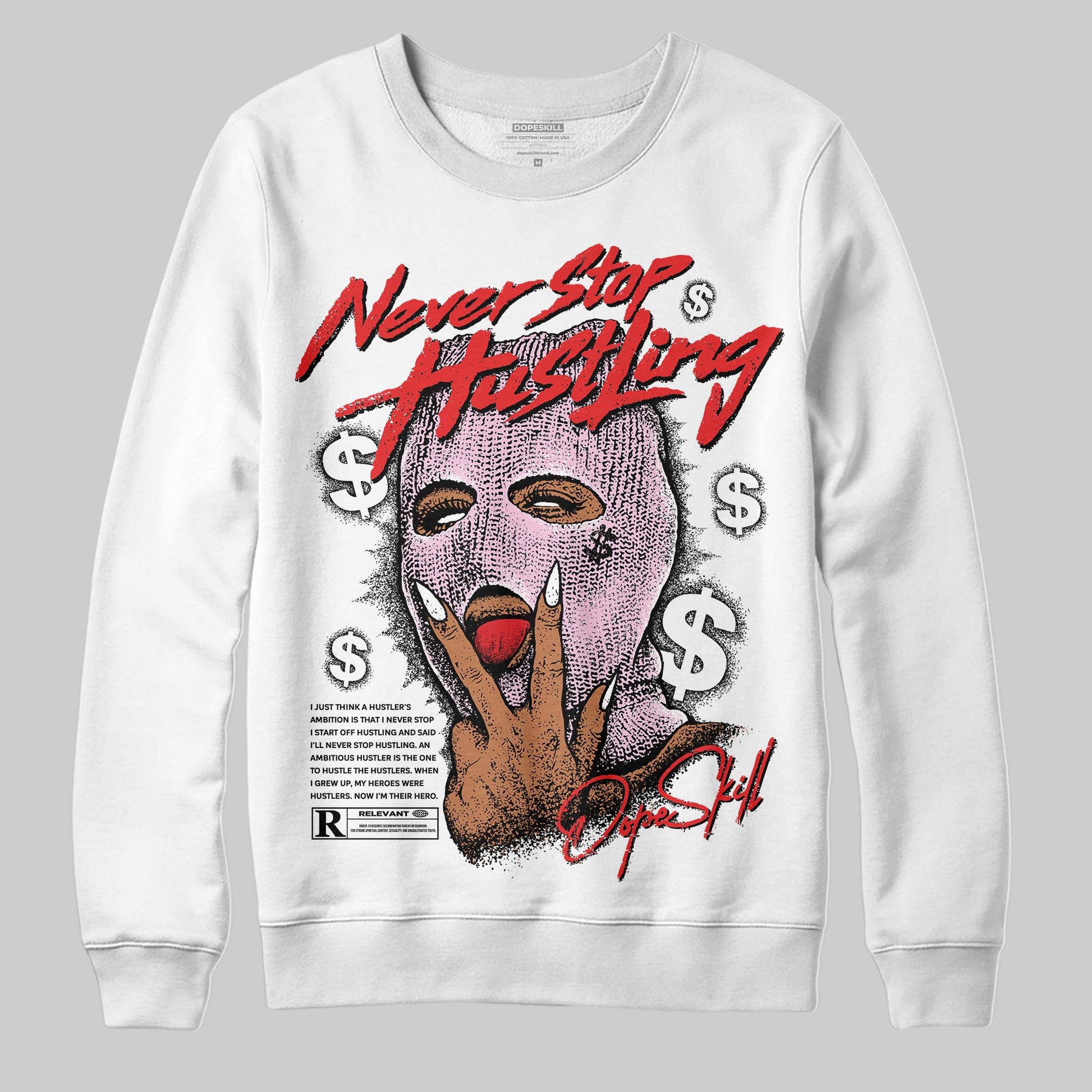 Awake NY x Air Jordan 5 Arctic Pink DopeSkill Sweatshirt Never Stop Hustling Graphic Streetwear - White