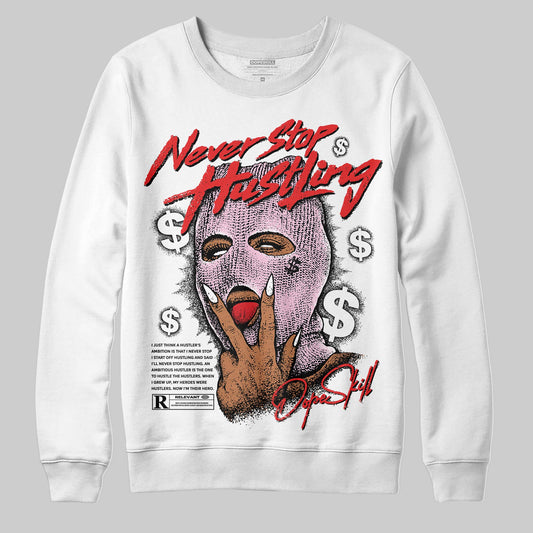 Awake NY x Air Jordan 5 Arctic Pink DopeSkill Sweatshirt Never Stop Hustling Graphic Streetwear - White