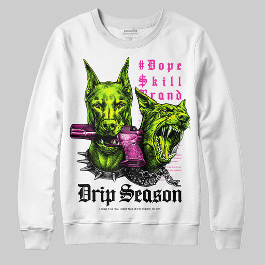 Neon Green Sneakers DopeSkill Sweatshirt New Drip Season Graphic Streetwear - White 