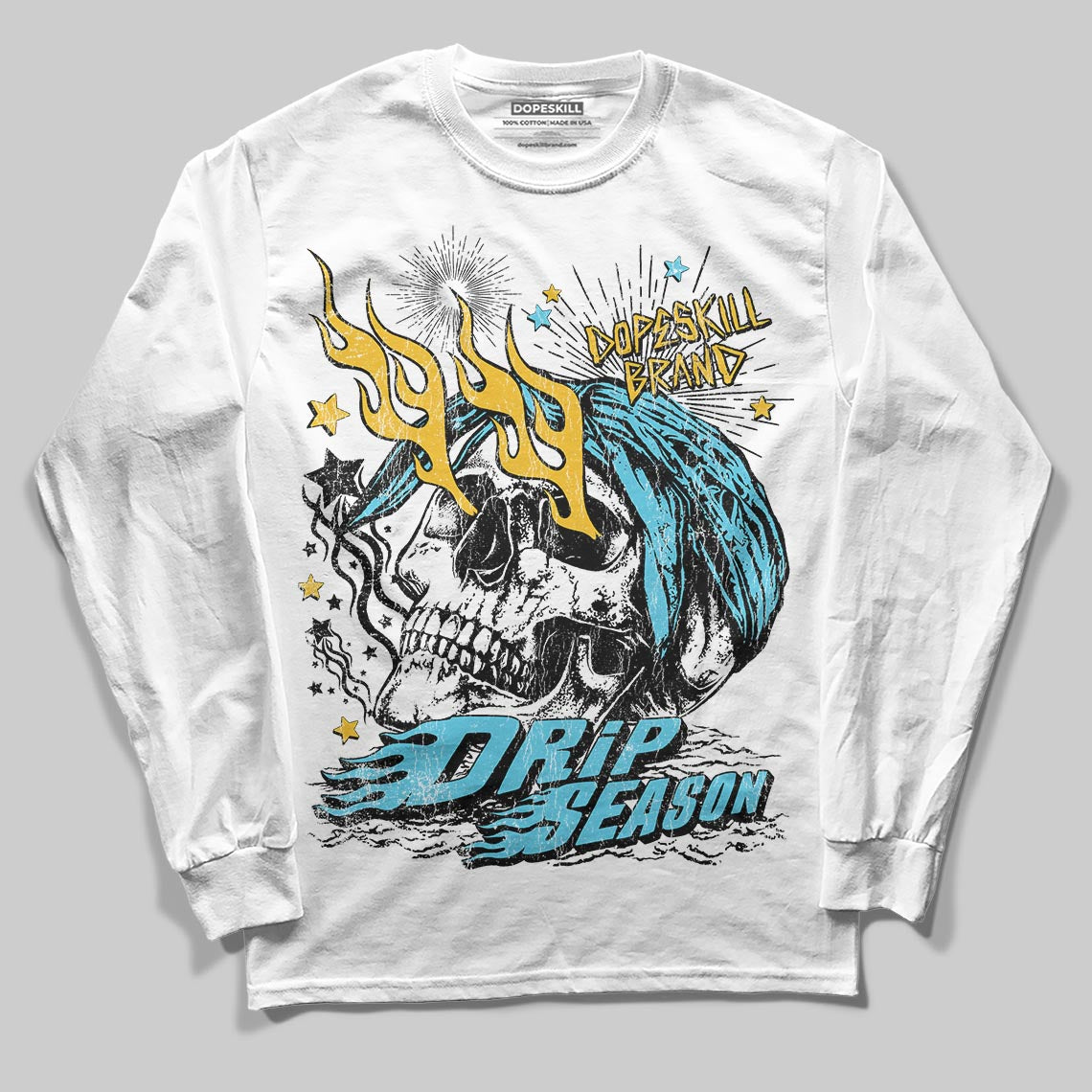 Jordan 11 Retro Gamma Blue (2025) DopeSkill Long Sleeve T-Shirt Drip Season Graphic Streetwear - White