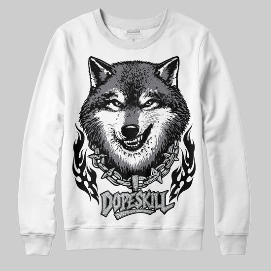 Jordan 12 Black Wolf Grey DopeSkill Sweatshirt Wolf Grey Graphic Streetwear - White