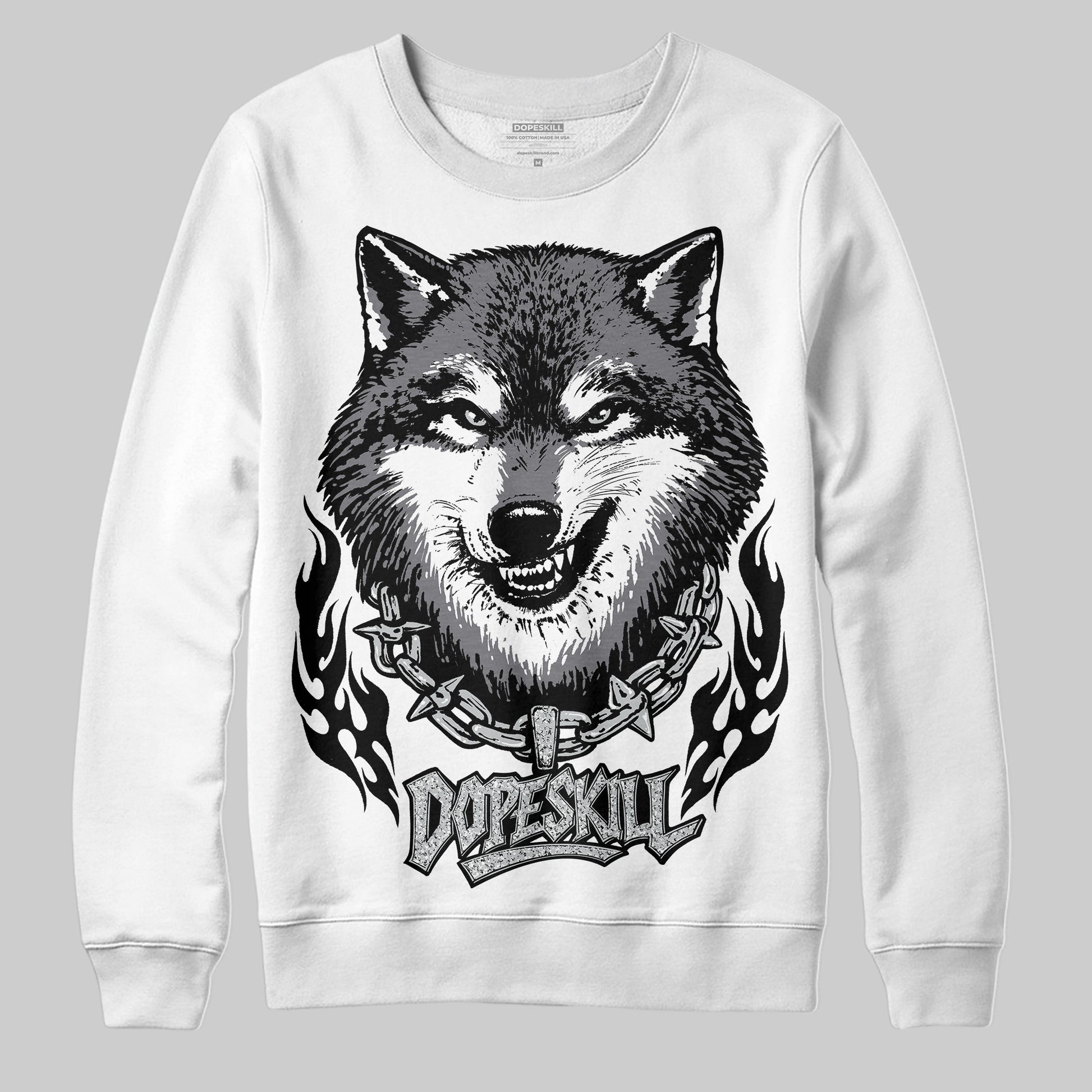Jordan 12 Black Wolf Grey DopeSkill Sweatshirt Wolf Grey Graphic Streetwear - White