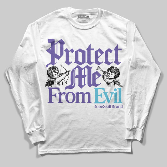Jordan 8 Retro 'Aqua' 2025 DopeSkill Long Sleeve T-Shirt Protect Me From Evil Graphic Streetwear - White