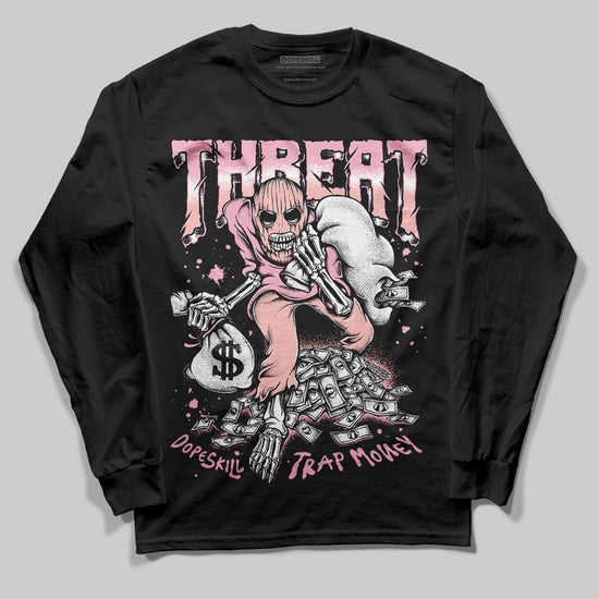 AMIRI White & Pink Stars Court Sneakers DopeSkill Long Sleeve T-Shirt Threat Graphic Streetwear - Black