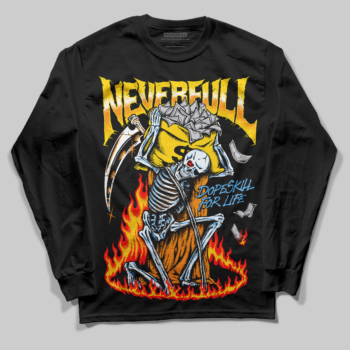 Jordan 6 “Yellow Ochre” DopeSkill Long Sleeve T-Shirt NeverFull Graphic Streetwear - Black