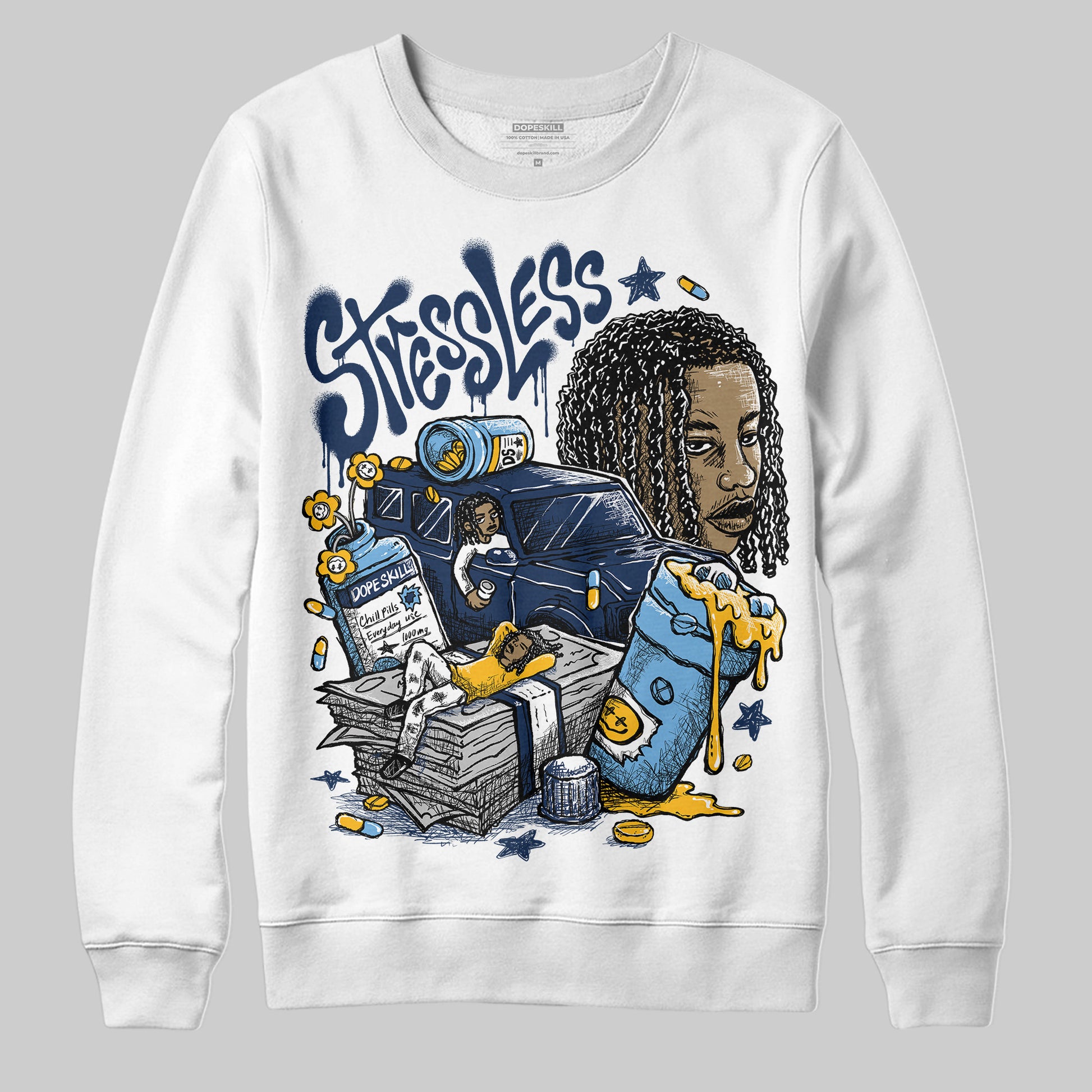 Jordan 4 Retro ‘Dunk From Above’ DopeSkill Sweatshirt Stressless Graphic Streetwear - White 