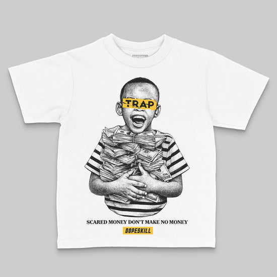Yellow Sneakers DopeSkill Toddler Kids T-shirt Scared Money Don't Make No Money Graphic Streetwear - White