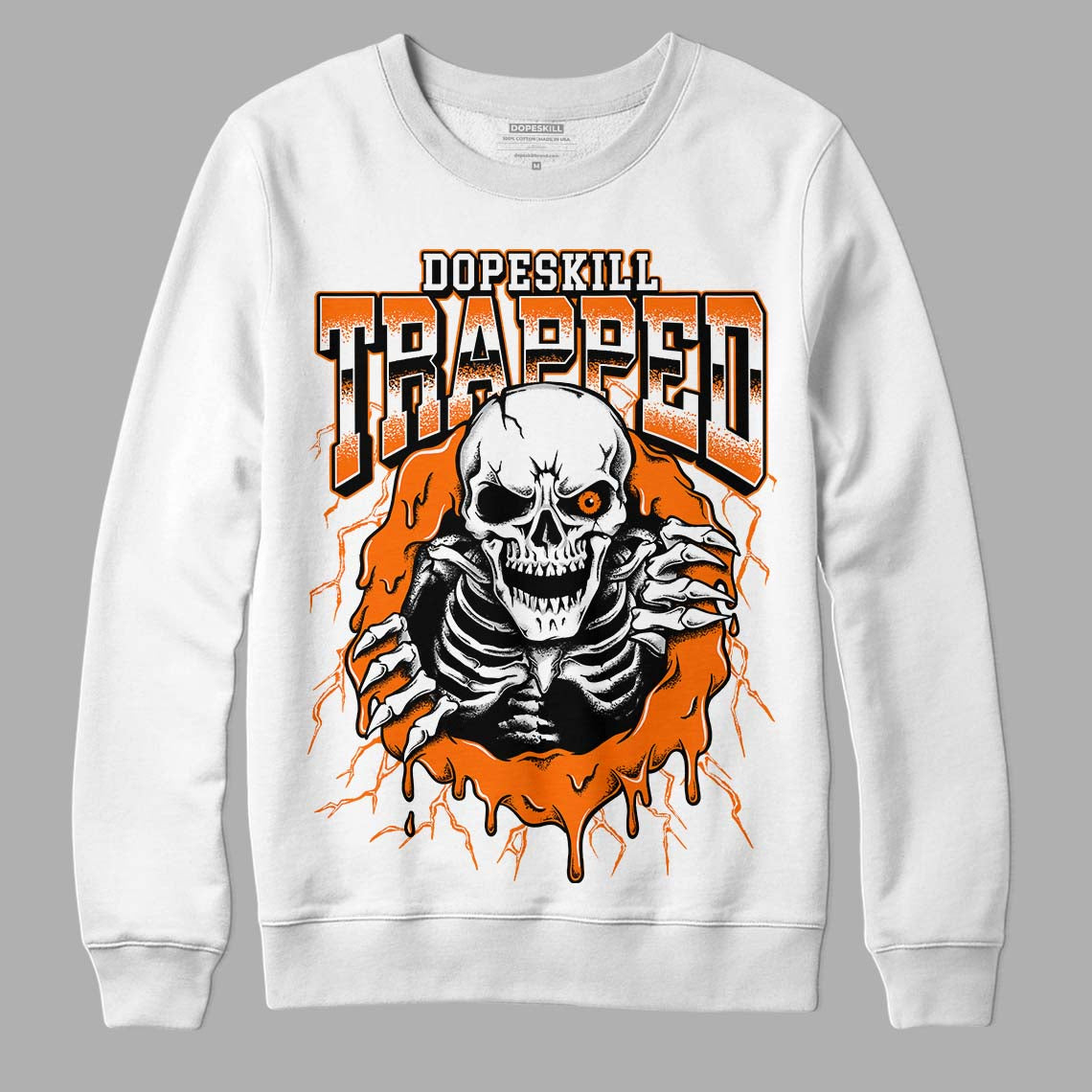 Orange, Black & White Sneakers DopeSkill Sweatshirt Trapped Halloween Graphic Streetwear - White