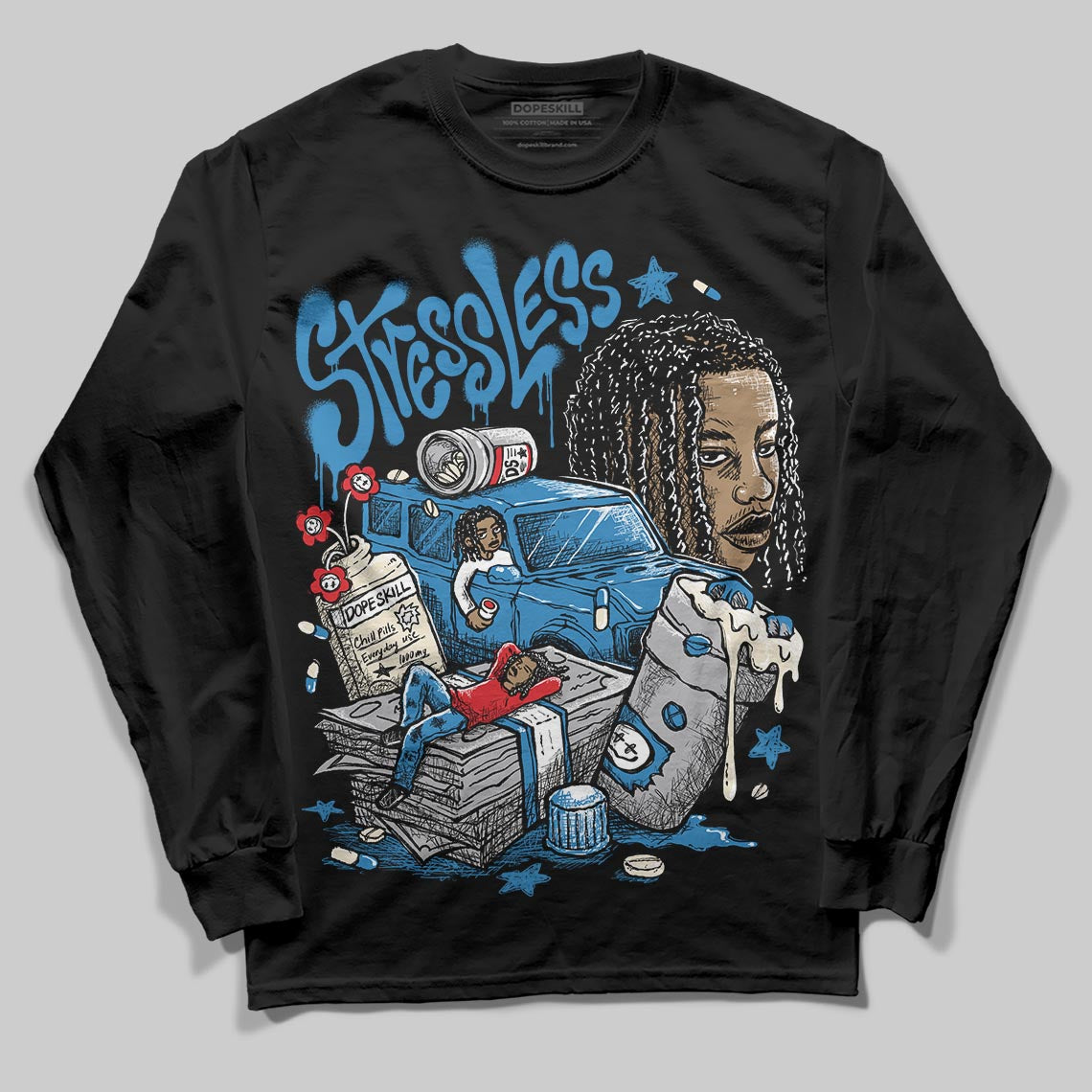 Jordan 3 Retro OG Rare Air DopeSkill Long Sleeve T-Shirt Stressless Graphic Streetwear - Black