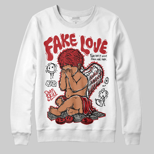Jordan 12 Retro Flu Game (2025) DopeSkill Sweatshirt False Love Graphic Streetwear - White