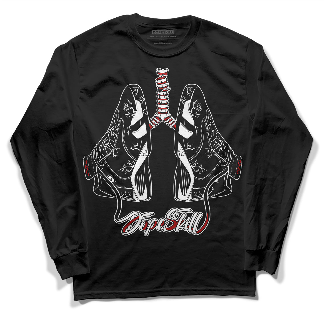 Jordan 14 "Black/White" DopeSkill Long Sleeve T-Shirt Breathe Graphic Streetwear - Black