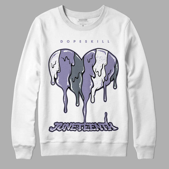 Jordan 5 Retro Low Indigo Haze DopeSkill Sweatshirt Juneteenth Heart Graphic Streetwear - White