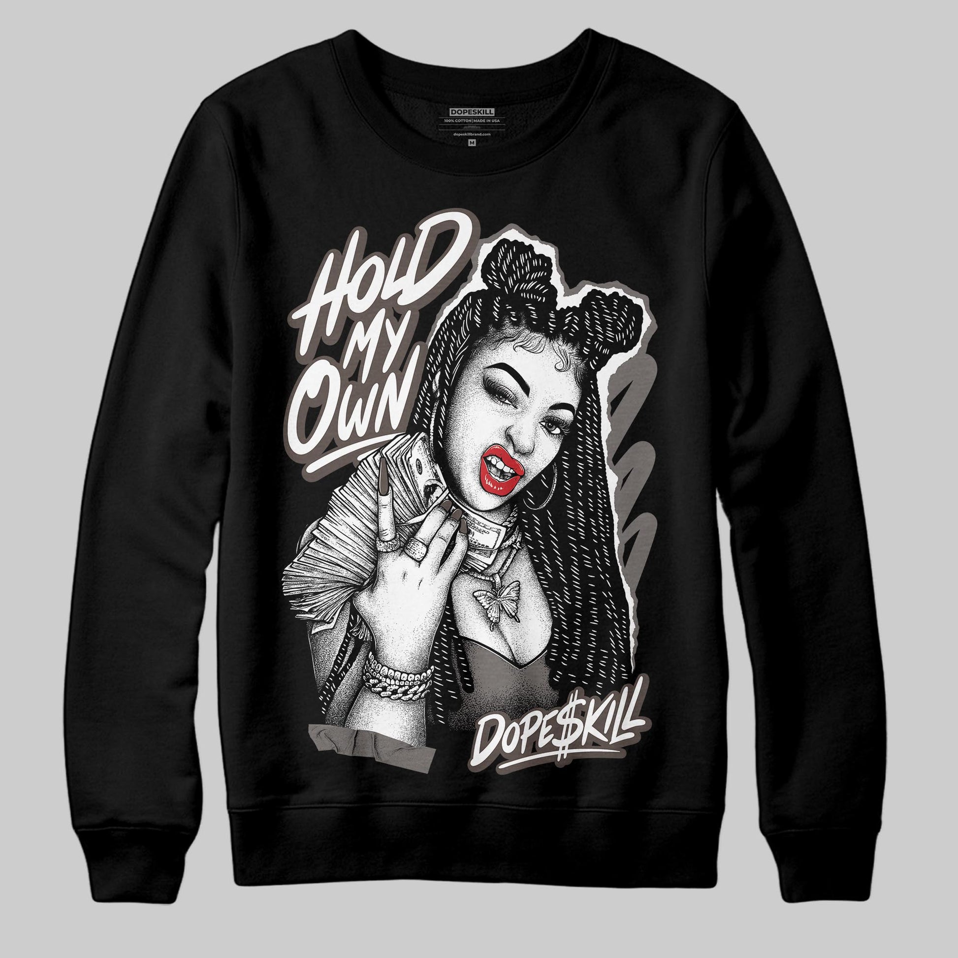 Jordan 4 Retro Cave Stone DopeSkill Sweatshirt New H.M.O Graphic Streetwear - Black