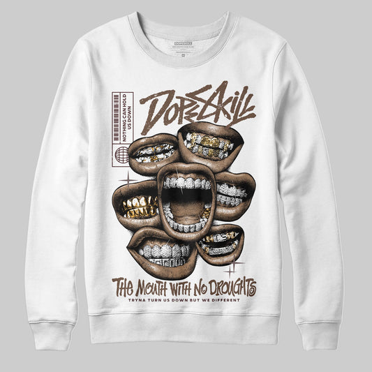 A Ma Maniére x Air Jordan 4 “Dark Mocha” DopeSkill Sweatshirt The Mouth With No Droughts Graphic Streetwear - White