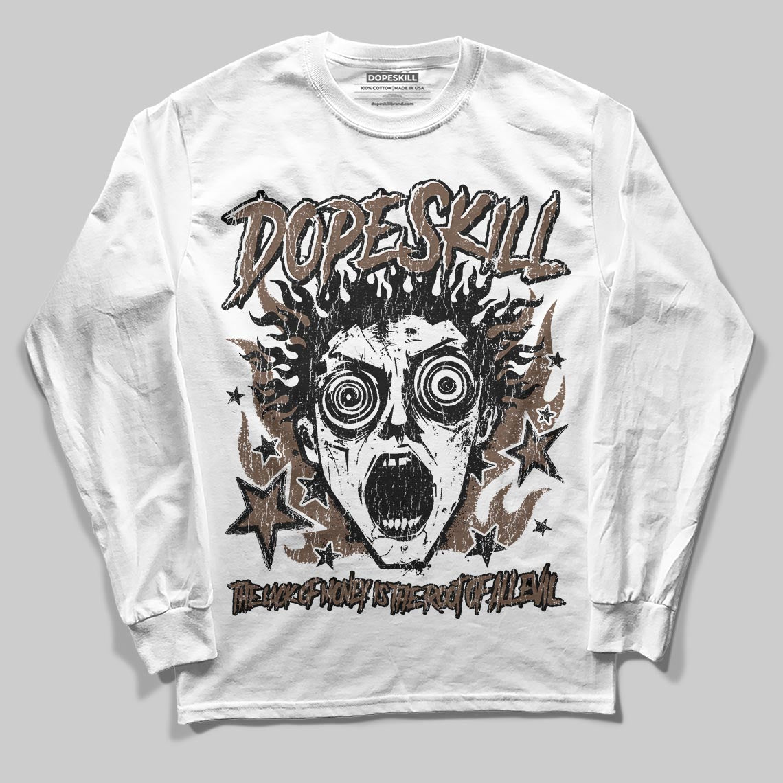A Ma Maniére x Air Jordan 4 “Dark Mocha” DopeSkill Long Sleeve T-Shirt Root of Evil Graphic Streetwear - White