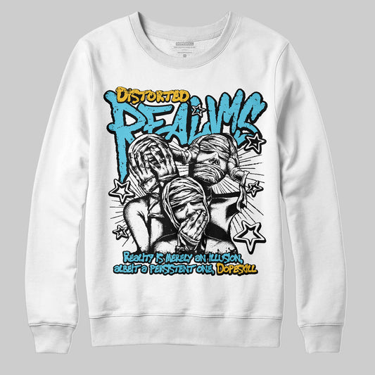 Jordan 11 Retro Gamma Blue (2025) DopeSkill Sweatshirt Distorted Realms Graphic Streetwear - White