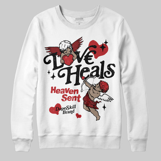 Jordan 12 Retro Flu Game (2025) DopeSkill Sweatshirt New Love Heals Graphic Streetwear - White