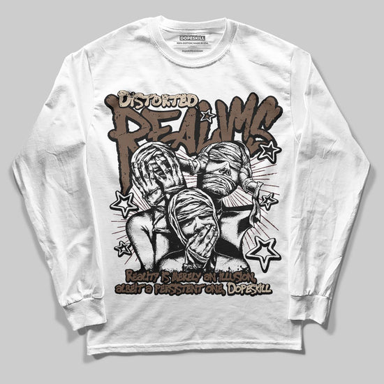 A Ma Maniére x Air Jordan 4 “Dark Mocha” DopeSkill Long Sleeve T-Shirt Distorted Realms Graphic Streetwear - White